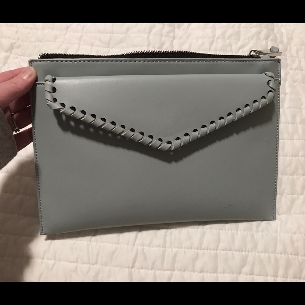 Stitch Fix STREET LEVEL Zip Top Clutch Purse Handbag Baby Blue Flap Front Bag - Picture 3 of 8